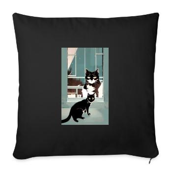 Cat | Pet | Cat Fan | cute | Kitten - Sofa pillowcase 17,3'' x 17,3'' (45 x 45 cm) - black - Front