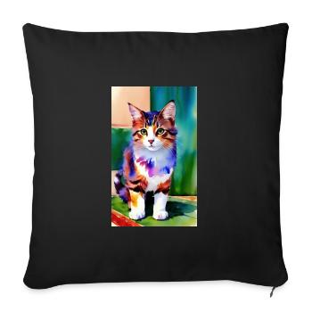 Cat | Pet | Cat Fan | cute | Kitten - Sofa pillowcase 17,3'' x 17,3'' (45 x 45 cm) - black - Front