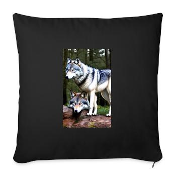 Loup | Prédateur | Chien | Mystique - Housse de coussin décorative 45 x 45 cm - noir - Devant