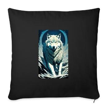 Loup | Prédateur | Chien | Mystique - Housse de coussin décorative 45 x 45 cm - noir - Devant