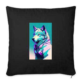 Loup | Prédateur | Chien | Mystique - Housse de coussin décorative 45 x 45 cm - noir - Devant