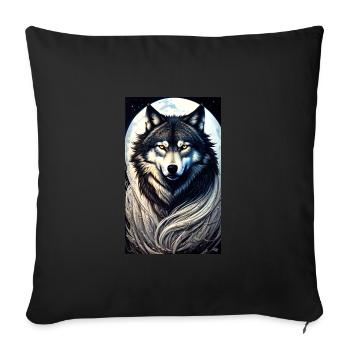 Loup | Prédateur | Chien | Mystique - Housse de coussin décorative 45 x 45 cm - noir - Devant