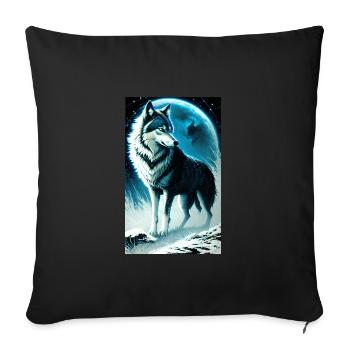 Loup | Prédateur | Chien | Mystique - Housse de coussin décorative 45 x 45 cm - noir - Devant