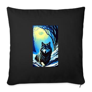 Loup | Prédateur | Chien | Mystique - Housse de coussin décorative 45 x 45 cm - noir - Devant