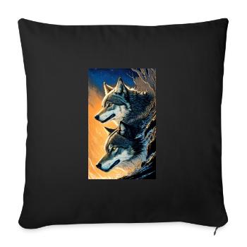 Loup | Prédateur | Chien | Mystique - Housse de coussin décorative 45 x 45 cm - noir - Devant