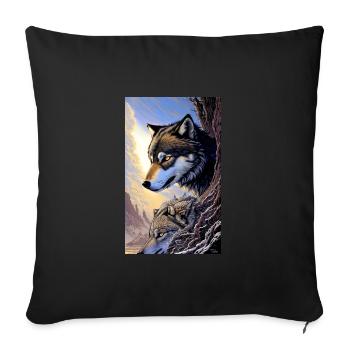 Loup | Prédateur | Chien | Mystique - Housse de coussin décorative 45 x 45 cm - noir - Devant
