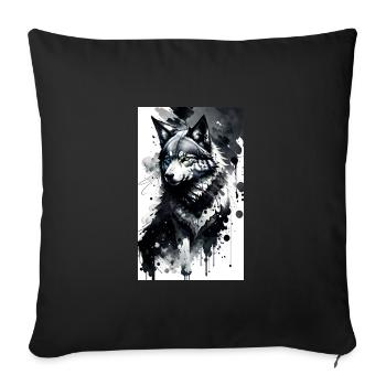 Loup | Prédateur | Chien | Mystique - Housse de coussin décorative 45 x 45 cm - noir - Devant