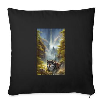 Loup | Prédateur | Chien | Mystique - Housse de coussin décorative 45 x 45 cm - noir - Devant