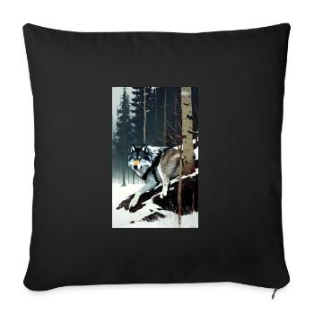 Loup | Prédateur | Chien | Mystique - Housse de coussin décorative 45 x 45 cm - noir - Devant