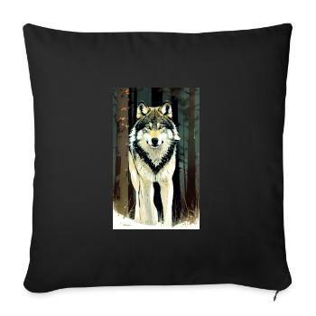 Loup | Prédateur | Chien | Mystique - Housse de coussin décorative 45 x 45 cm - noir - Devant