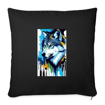 Loup | Prédateur | Chien | Mystique - Housse de coussin décorative 45 x 45 cm - noir - Devant