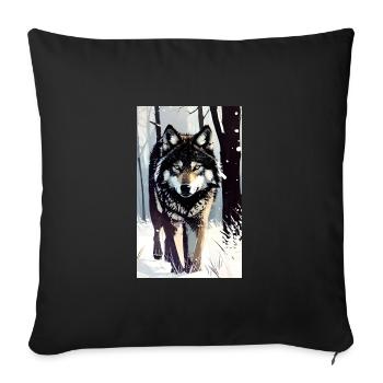 Loup | Prédateur | Chien | Mystique - Housse de coussin décorative 45 x 45 cm - noir - Devant