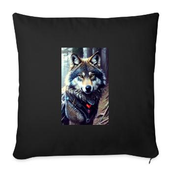 Loup | Prédateur | Chien | Mystique - Housse de coussin décorative 45 x 45 cm - noir - Devant