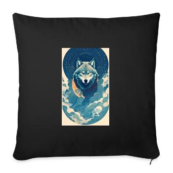 Loup | Prédateur | Chien | Mystique - Housse de coussin décorative 45 x 45 cm - noir - Devant
