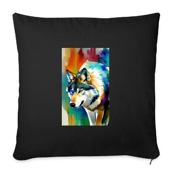 Loup | Prédateur | Chien | Mystique - Housse de coussin décorative 45 x 45 cm - noir - Devant