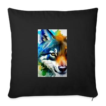 Loup | Prédateur | Chien | Mystique - Housse de coussin décorative 45 x 45 cm - noir - Devant