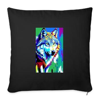 Loup | Prédateur | Chien | Mystique - Housse de coussin décorative 45 x 45 cm - noir - Devant