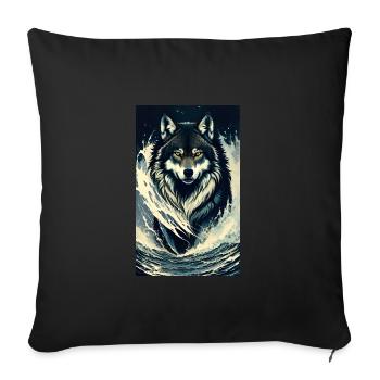 Loup | Prédateur | Chien | Mystique - Housse de coussin décorative 45 x 45 cm - noir - Devant