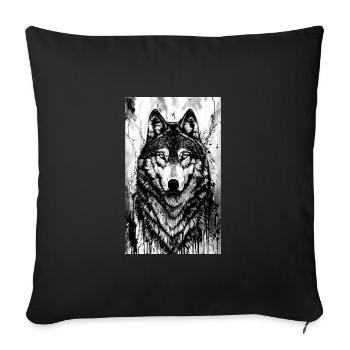 Loup | Prédateur | Chien | Mystique - Housse de coussin décorative 45 x 45 cm - noir - Devant
