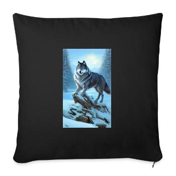 Loup | Prédateur | Chien | Mystique - Housse de coussin décorative 45 x 45 cm - noir - Devant