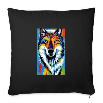 Loup | Prédateur | Chien | Mystique - Housse de coussin décorative 45 x 45 cm - noir - Devant