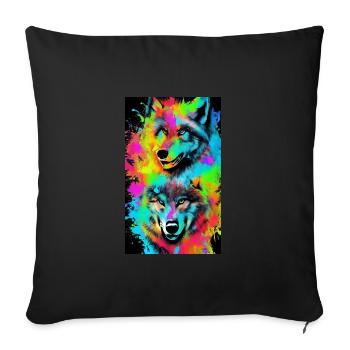 Loup | Prédateur | Chien | Mystique - Housse de coussin décorative 45 x 45 cm - noir - Devant