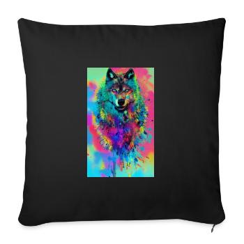 Loup | Prédateur | Chien | Mystique - Housse de coussin décorative 45 x 45 cm - noir - Devant