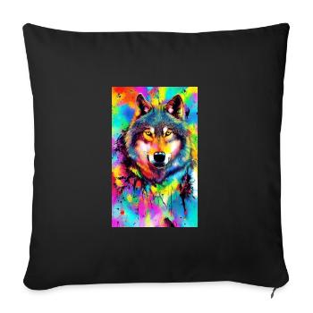 Loup | Prédateur | Chien | Mystique - Housse de coussin décorative 45 x 45 cm - noir - Devant