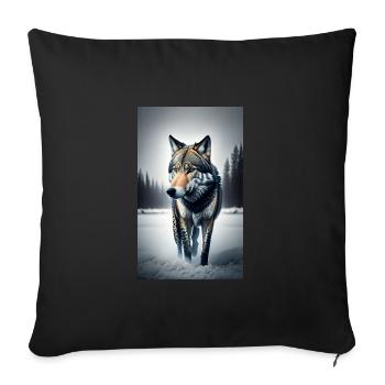 Loup | Prédateur | Chien | Mystique - Housse de coussin décorative 45 x 45 cm - noir - Devant