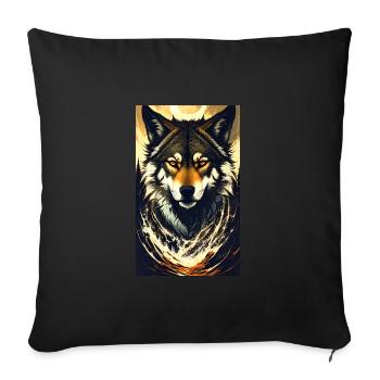 Wolf | Raubtier | Hund | Mystisch - Sofakissenbezug 45 x 45 cm - Schwarz - Vorne