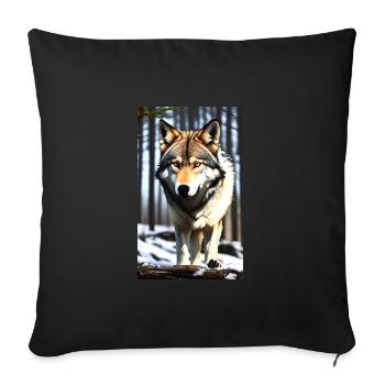 Wolf | Raubtier | Hund | Mystisch - Sofakissenbezug 45 x 45 cm - Schwarz - Vorne