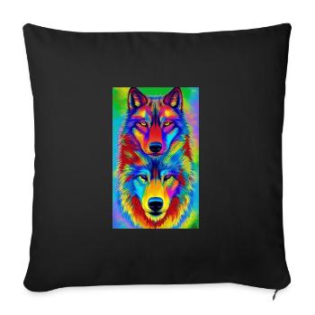 Loup | Prédateur | Chien | Mystique - Housse de coussin décorative 45 x 45 cm - noir - Devant