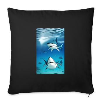 Shark | Great White Shark | Sea creature | Fish - Sofa pillowcase 17,3'' x 17,3'' (45 x 45 cm) - black - Front