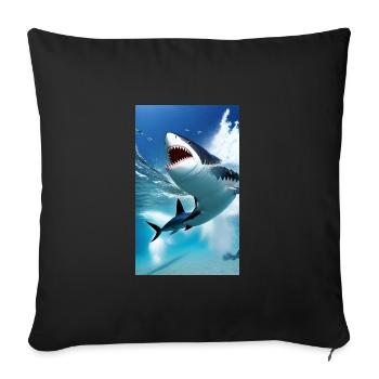 Shark | Great White Shark | Sea creature | Fish - Sofa pillowcase 17,3'' x 17,3'' (45 x 45 cm) - black - Front