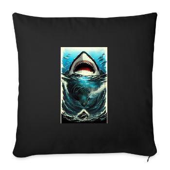 Shark | Great White Shark | Sea creature | Fish - Sofa pillowcase 17,3'' x 17,3'' (45 x 45 cm) - black - Front