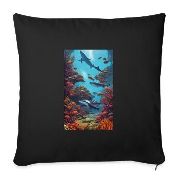 Shark | Great White Shark | Sea creature | Fish - Sofa pillowcase 17,3'' x 17,3'' (45 x 45 cm) - black - Front