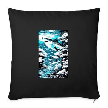 Shark | Great White Shark | Sea creature | Fish - Sofa pillowcase 17,3'' x 17,3'' (45 x 45 cm) - black - Front