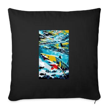 Shark | Great White Shark | Sea creature | Fish - Sofa pillowcase 17,3'' x 17,3'' (45 x 45 cm) - black - Front