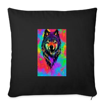 Loup | Prédateur | Chien | Mystique - Housse de coussin décorative 45 x 45 cm - noir - Devant
