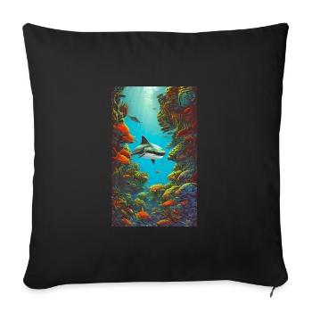 Shark | Great White Shark | Sea creature | Fish - Sofa pillowcase 17,3'' x 17,3'' (45 x 45 cm) - black - Front