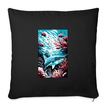 Shark | Great White Shark | Sea creature | Fish - Sofa pillowcase 17,3'' x 17,3'' (45 x 45 cm) - black - Front