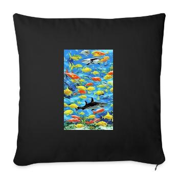 Shark | Great White Shark | Sea creature | Fish - Sofa pillowcase 17,3'' x 17,3'' (45 x 45 cm) - black - Front