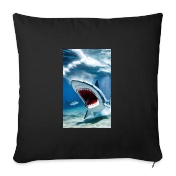 Shark | Great White Shark | Sea creature | Fish - Sofa pillowcase 17,3'' x 17,3'' (45 x 45 cm) - black - Front