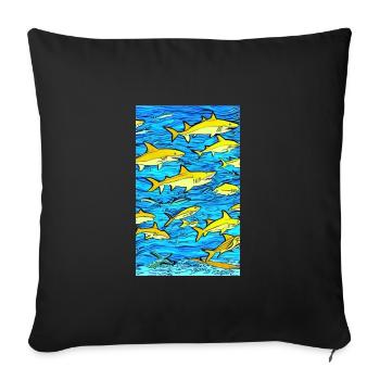 Shark | Great White Shark | Sea creature | Fish - Sofa pillowcase 17,3'' x 17,3'' (45 x 45 cm) - black - Front