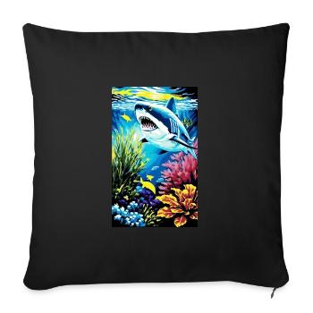 Shark | Great White Shark | Sea creature | Fish - Sofa pillowcase 17,3'' x 17,3'' (45 x 45 cm) - black - Front