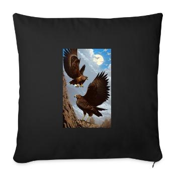 Aigle | Oiseaux | Liberté | Animaux - Housse de coussin décorative 45 x 45 cm - noir - Devant