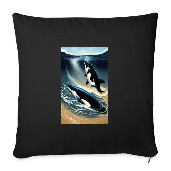 Orca | Whale | Killer whale | Sea creature | Ocean - Sofa pillowcase 17,3'' x 17,3'' (45 x 45 cm) - black - Front
