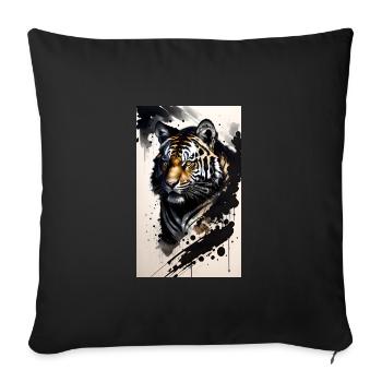 Tigre | Animal | Prédateur | Rugissement | Roi | Asie - Housse de coussin décorative 45 x 45 cm - noir - Devant