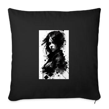 Woman | Face | Girls | Anime - Sofa pillowcase 17,3'' x 17,3'' (45 x 45 cm) - black - Front
