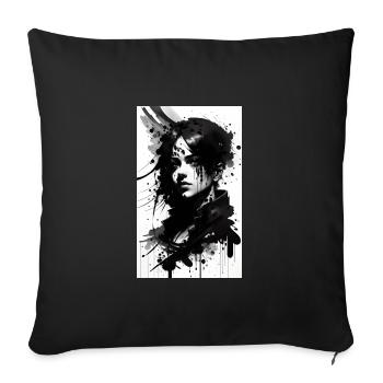Woman | Face | Girls | Anime - Sofa pillowcase 17,3'' x 17,3'' (45 x 45 cm) - black - Front